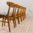 Set of mid century modern Farstrup chairs in gray wool and teak s scaled