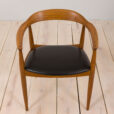 Illum Wilkkelso teak and black leather chair for Niels Eilersen Denmark s scaled