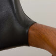 Danish mid century Solid Teak Armchair by Erik Kierkegaard in black leather s scaled