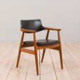 Danish mid century Solid Teak Armchair by Erik Kierkegaard in black leather s scaled
