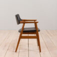 Danish mid century Solid Teak Armchair by Erik Kierkegaard in black leather s scaled