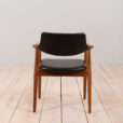 Danish mid century Solid Teak Armchair by Erik Kierkegaard in black leather s scaled