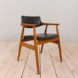 Danish mid century Solid Teak Armchair by Erik Kierkegaard in black leather s scaled