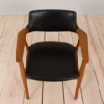 Danish mid century Solid Teak Armchair by Erik Kierkegaard in black leather s scaled