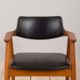 Danish mid century Solid Teak Armchair by Erik Kierkegaard in black leather s scaled