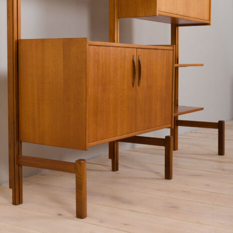 22390 Scandinavian modular Wall Unit in Teak with 3 Cabinets and 5 shelves by Sven Andersen for Rival Brodrene Jatogs, Norway, 1960s-15 Scandinavian modular Wall Unit in Teak with Cabinets and shelves by Sven Andersen for Rival Brodrene Jatogs Norway s scaled