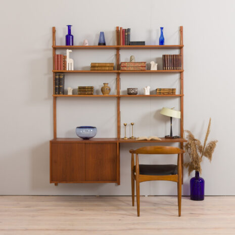 22400-Preben-Sorensen-two-bay-teak-wall-unit-with-desk-Denmark-1960s-1 Preben Sorensen two bay teak wall unit with desk Denmark s scaled