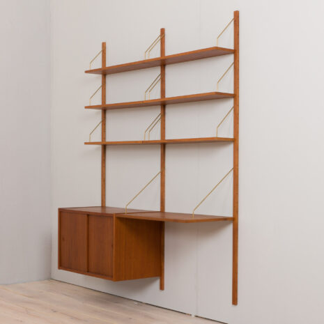 22400-Preben-Sorensen-two-bay-teak-wall-unit-with-desk-Denmark-1960s-3 Preben Sorensen two bay teak wall unit with desk Denmark s scaled