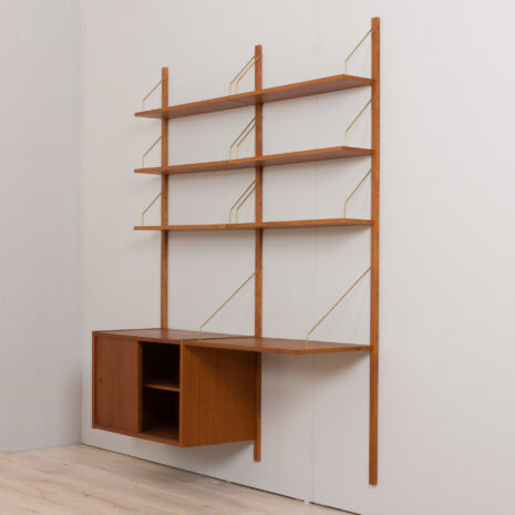 22400-Preben-Sorensen-two-bay-teak-wall-unit-with-desk-Denmark-1960s-4 Preben Sorensen two bay teak wall unit with desk Denmark s scaled