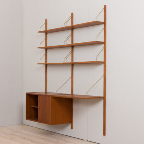 22400-Preben-Sorensen-two-bay-teak-wall-unit-with-desk-Denmark-1960s-5 Preben Sorensen two bay teak wall unit with desk Denmark s scaled