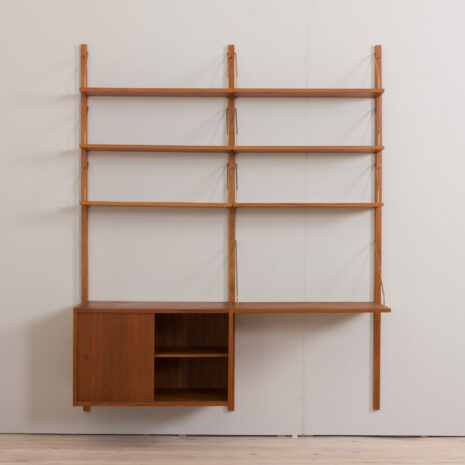 22400-Preben-Sorensen-two-bay-teak-wall-unit-with-desk-Denmark-1960s-7 Preben Sorensen two bay teak wall unit with desk Denmark s scaled