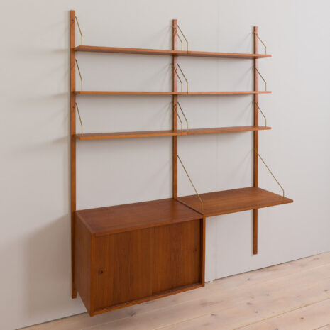 22400-Preben-Sorensen-two-bay-teak-wall-unit-with-desk-Denmark-1960s-9 Preben Sorensen two bay teak wall unit with desk Denmark s scaled