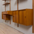 Threebay home office teak wall unit in Cadovius Sorensen style with a desk and cabinets and modular shelving Denmark s scaled