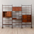 Italian threebay freestanding teak wallunit scaled