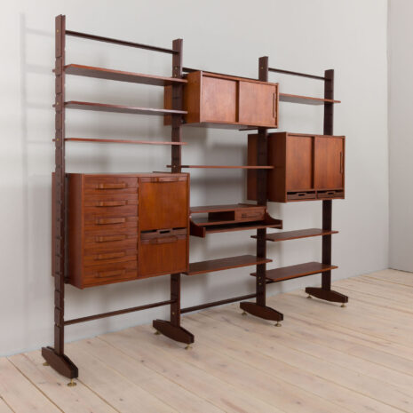 22428-Italian-threebay-freestanding-teak-wallunit-18 Italian threebay freestanding teak wallunit scaled