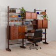 Italian threebay freestanding teak wallunit scaled