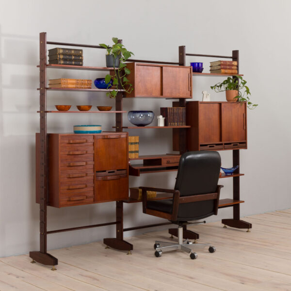 Italian threebay freestanding teak wallunit  scaled