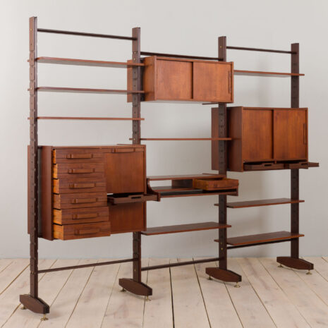 22428-Italian-threebay-freestanding-teak-wallunit-6 Italian threebay freestanding teak wallunit scaled