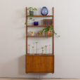 22449 Modular shelving system by Preben Sorensen in dark teak teak, 3 shelves and a floating cabinet, Denmark 1960s-1