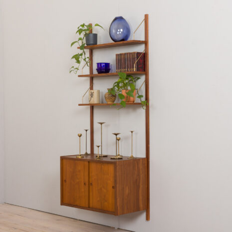 22449 Modular shelving system by Preben Sorensen in dark teak teak, 3 shelves and a floating cabinet, Denmark 1960s-2 22449 Modular shelving system by Preben Sorensen in dark teak teak, 3 shelves and a floating cabinet, Denmark 1960s-2