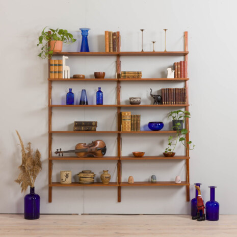 22470.C Danish 2 bay wall unit in teak - modular shelving system 12 shelves in Cadovius PS System Sorensen style-1 22470.C Danish 2 bay wall unit in teak - modular shelving system 12 shelves in Cadovius PS System Sorensen style-1
