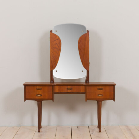 22479 Vintage skandynawska toaletka z drewna tekowego z regulowanymi lustrami i 5 szufladami, Dania 1960s(16) 22479 Vintage skandynawska toaletka z drewna tekowego z regulowanymi lustrami i 5 szufladami, Dania 1960s(16)