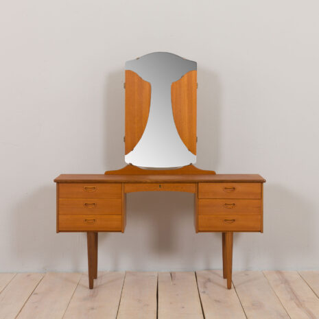 22480 Vintage Scandinavian teak dressing table with adjustable mirrors and 6 drawers, Denmark 1960s-2 22480 Vintage Scandinavian teak dressing table with adjustable mirrors and 6 drawers, Denmark 1960s-2