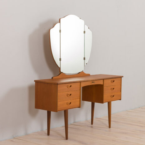 22480 Vintage Scandinavian teak dressing table with adjustable mirrors and 6 drawers, Denmark 1960s-4 22480 Vintage Scandinavian teak dressing table with adjustable mirrors and 6 drawers, Denmark 1960s-4