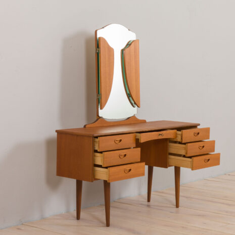22480 Vintage Scandinavian teak dressing table with adjustable mirrors and 6 drawers, Denmark 1960s-5 22480 Vintage Scandinavian teak dressing table with adjustable mirrors and 6 drawers, Denmark 1960s-5