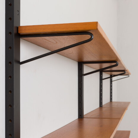 22264 Danish mid century 3 bay teak wall unit with 12 teak shelves, 1970s-7 22264 Danish mid century 3 bay teak wall unit with 12 teak shelves, 1970s-7