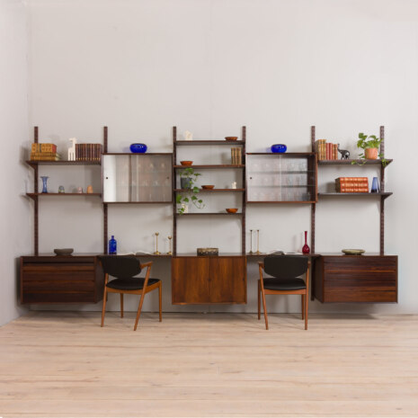 22407 Rosewood Modular Shelving System with 5 cabinets by Poul Cadovius 5 bay wall unit for CADO, Denmark 1960s-2 22407 Rosewood Modular Shelving System with 5 cabinets by Poul Cadovius 5 bay wall unit for CADO, Denmark 1960s-2
