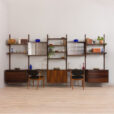 22407 Rosewood Modular Shelving System with 5 cabinets by Poul Cadovius 5 bay wall unit for CADO, Denmark 1960s-2