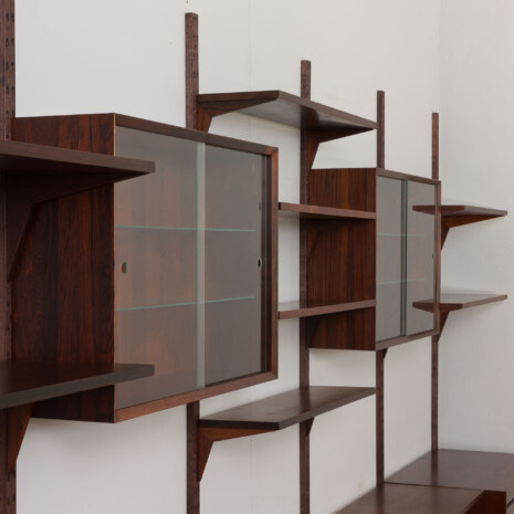 22407 Rosewood Modular Shelving System with 5 cabinets by Poul Cadovius 5 bay wall unit for CADO, Denmark 1960s-23 22407 Rosewood Modular Shelving System with 5 cabinets by Poul Cadovius 5 bay wall unit for CADO, Denmark 1960s-23