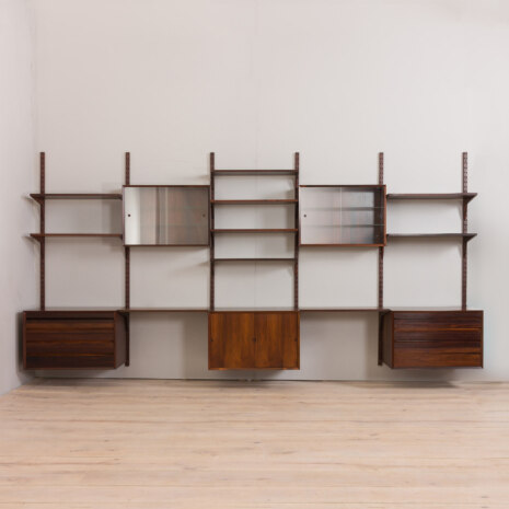 22407 Rosewood Modular Shelving System with 5 cabinets by Poul Cadovius 5 bay wall unit for CADO, Denmark 1960s-3 22407 Rosewood Modular Shelving System with 5 cabinets by Poul Cadovius 5 bay wall unit for CADO, Denmark 1960s-3