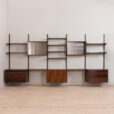 22407 Rosewood Modular Shelving System with 5 cabinets by Poul Cadovius 5 bay wall unit for CADO, Denmark 1960s-3