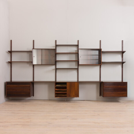 22407 Rosewood Modular Shelving System with 5 cabinets by Poul Cadovius 5 bay wall unit for CADO, Denmark 1960s-4 22407 Rosewood Modular Shelving System with 5 cabinets by Poul Cadovius 5 bay wall unit for CADO, Denmark 1960s-4