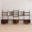 22407 Rosewood Modular Shelving System with 5 cabinets by Poul Cadovius 5 bay wall unit for CADO, Denmark 1960s-4
