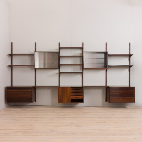 22407 Rosewood Modular Shelving System with 5 cabinets by Poul Cadovius 5 bay wall unit for CADO, Denmark 1960s-5 22407 Rosewood Modular Shelving System with 5 cabinets by Poul Cadovius 5 bay wall unit for CADO, Denmark 1960s-5