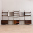 22407 Rosewood Modular Shelving System with 5 cabinets by Poul Cadovius 5 bay wall unit for CADO, Denmark 1960s-5