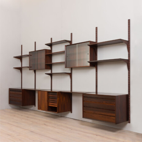 22407 Rosewood Modular Shelving System with 5 cabinets by Poul Cadovius 5 bay wall unit for CADO, Denmark 1960s-6 22407 Rosewood Modular Shelving System with 5 cabinets by Poul Cadovius 5 bay wall unit for CADO, Denmark 1960s-6