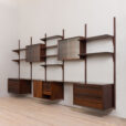 22407 Rosewood Modular Shelving System with 5 cabinets by Poul Cadovius 5 bay wall unit for CADO, Denmark 1960s-6