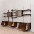 22407 Rosewood Modular Shelving System with 5 cabinets by Poul Cadovius 5 bay wall unit for CADO, Denmark 1960s-7