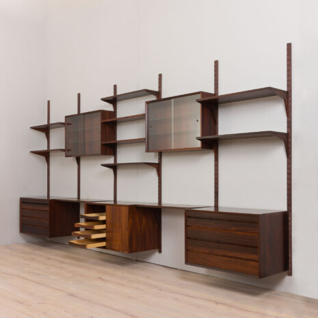 22407 Rosewood Modular Shelving System with 5 cabinets by Poul Cadovius 5 bay wall unit for CADO, Denmark 1960s-8 22407 Rosewood Modular Shelving System with 5 cabinets by Poul Cadovius 5 bay wall unit for CADO, Denmark 1960s-8
