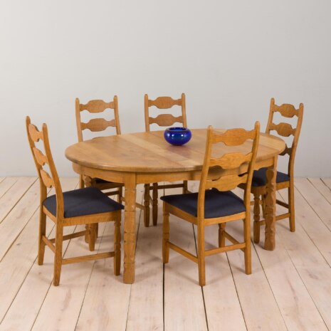 22420 Set of five oak razor chairs by H. Kjærnulf 1960s-1 22420 Set of five oak razor chairs by H. Kjærnulf 1960s-1