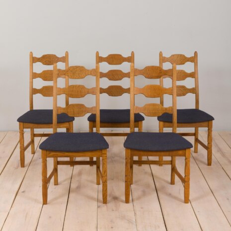 22420 Set of five oak razor chairs by H. Kjærnulf 1960s-2 22420 Set of five oak razor chairs by H. Kjærnulf 1960s-2