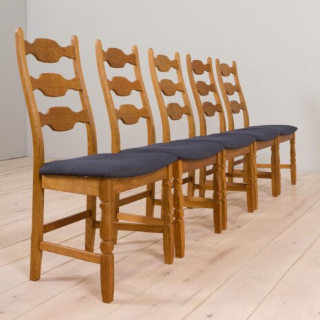 22420 Set of five oak razor chairs by H. Kjærnulf 1960s-7 22420 Set of five oak razor chairs by H. Kjærnulf 1960s-7
