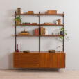 22442 Vintage modular Danish bookcase - wall shelving in teak w. cabinet and a dresser by K. Kristiansen 1960s-1