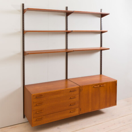 22442 Vintage modular Danish bookcase - wall shelving in teak w. cabinet and a dresser by K. Kristiansen 1960s-10 22442 Vintage modular Danish bookcase - wall shelving in teak w. cabinet and a dresser by K. Kristiansen 1960s-10