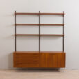 22442 Vintage modular Danish bookcase - wall shelving in teak w. cabinet and a dresser by K. Kristiansen 1960s-3