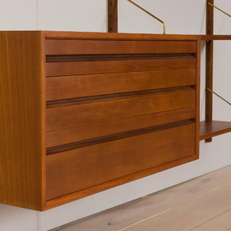 22445 Poul Cadovious two bay teak wall unit for Cado, 1960s-10 22445 Poul Cadovious two bay teak wall unit for Cado, 1960s-10